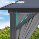 YITAHOME 10X10FT Polycarbonate Hardtop Gazebo Outdoor Patio Double Top Canopy Galvanized Iron Aluminum Column Garden Tent Curtains Netting for Backyards Decks Lawns,Gray