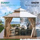 YITAHOME 10x10ft Hardtop Gazebo with Nettings and Curtains, Heavy Duty Double Roof Galvanized Steel Outdoor Combined of Horizontal Vertical Stripes Roof for Patio, Backyard, Deck, Lawn (Bronze)