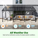 Yardenaler 12x20 FT Wall Mounted Gazebo with Triangle Structure, Hardtop Lean to Gazebo with Metal Slope Roof, Outdoor Pergola with Drainage Holes for Patio, Backyard, Deck