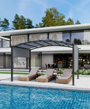 GarveeLife 12 x 9 Ft Outdoor Arched Pergola, Metal Pergola with Retractable Canopy, Arched Style Gazebos for Backyards, Lawn, Patios (Gray)