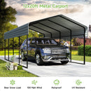 Real Relax 12X20 FT Carport with Galvanized Steel Roof, Heavy Duty Steel Frame Metal Carport Canopy, Large Garage Storage Shelter Shade for Boat, Pickup, Car, Tractors, Grey