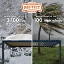 Backyard Discovery Evanston 16'x10' Galvanized Steel Wall-Mounted Louvered Pergola Kit with Adjustable Roof, Shade, Rain Protection, High-Wind Rating, PowerPort, Gutter System for Outdoor Patio, Deck