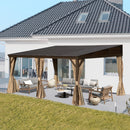 SHPAI 12’ x 16’ Lean to Gazebo, Outdoor Wall Mounted Gazebo Aluminum Frame, Hardtop Pergola with Galvanized Steel Sloping Roof for Patio Deck Garden Backyard, Curtain and Netting Included