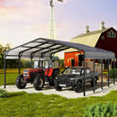 AirWire 20x20 FT Metal Carport with Heavy Duty Carport Canopy, Car Port with Reinforced Base and Five Canopy Beams, Car Garage Shelter for Car, Boats and Truck