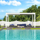 Domi Outdoor Louvered Pergola 10x16FT with Adjustable Steel Roof, Outdoor Aluminum Structure Rainproof Pergola for Backyard, Garden and Lawn,White