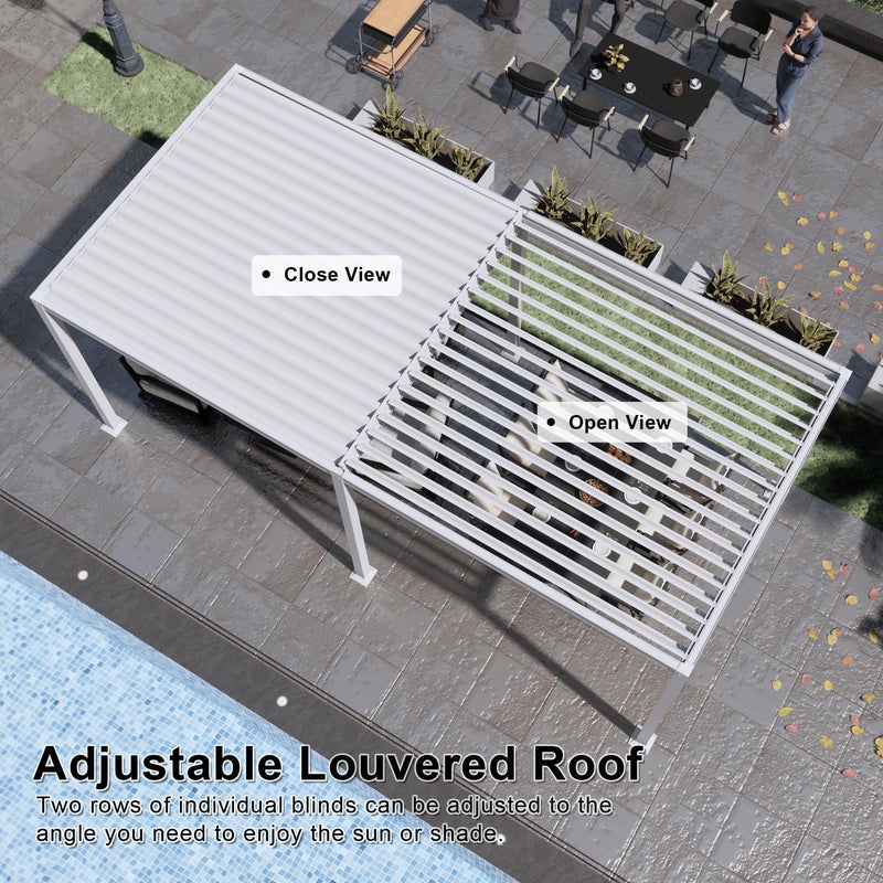 MASTERCANOPY 12’ X 20’ Louvered Pergola Outdoor Aluminum Patio Pergola with Adjustable Roof for Deck Backyard Garden (White)