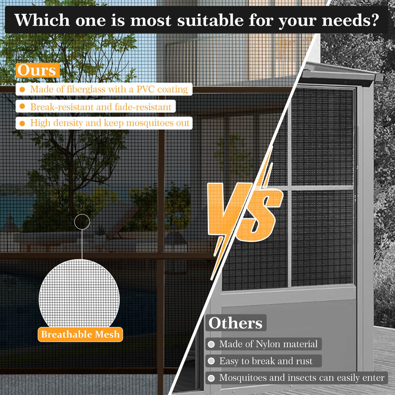 Domi 12x20FT Sunroom,Wall Mounted Gazebo Solarium with Front Door, Both Side Entrance, Galvanized Steel Sloping Roof, Moveable PC Screen, Outdoor Permanent Sun Room Lean to Gazebo for Deck Patio