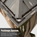 Domi Hardtop Gazebo 12x20FT, Outdoor Gazebo with Galvanized Steel Double Roof, Aluminum Frame, Built-in Gutter System, Curtain and Netting, Metal Gazebo Pavilion for Patio Deck Garden, Brown