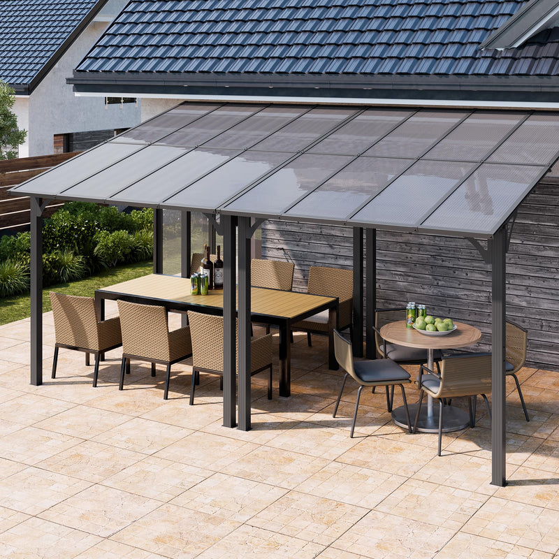 Vongrasig 10’ x 8’ Gazebo for Patio, Large Wall-Mounted Pergola Gazebo on Clearance, Outdoor Lean to Awnings for Backyard, Deck, Patio