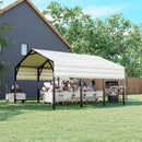 ADVANCE OUTDOOR Metal Roof Carports Kits 10x15 ft Heavy Duty Steel Car Canopy Hard Top Garage, White