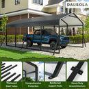 DAUSOLA Carport 12x20 FT Heavy Duty Carports Canopy with Updated Frame Structure Galvanized Steel Roof and Enhanced Base, Metal Carport Garage for Pickup, Boat, Car and Tractors