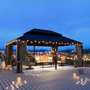MIXPATIO 14' x 20' Hardtop Gazebo, Galvanized Steel Metal Double Roof Gazebo, Permanent Outdoor Metal Pavilion with Curtain and Netting for Deck, Backyard, Patio, Lawns