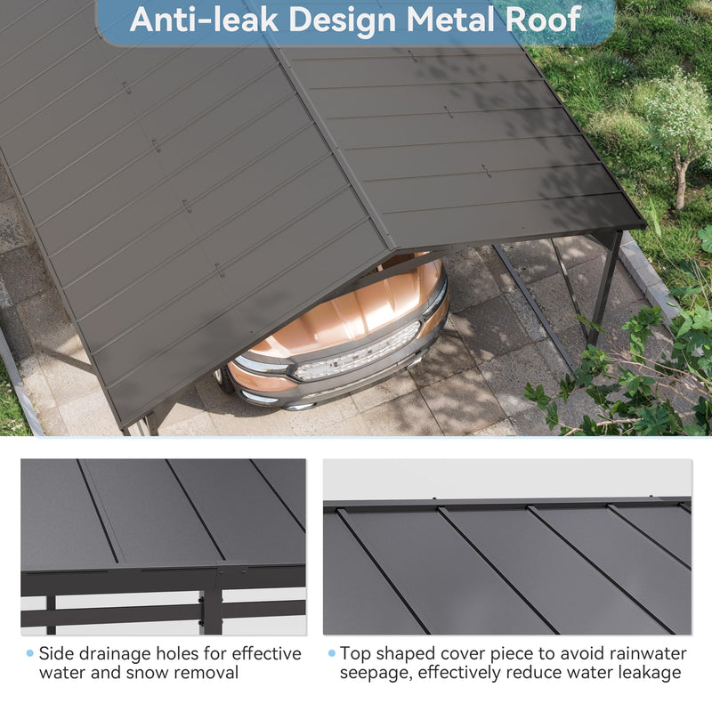 Kurapika 12x22 FT Metal Carport with Reinforced Base Outdoor Heavy Duty Car Port with Galvanized Steel Roof, Garage Car Shelter, Multi-Purpose Carports for Car, Truck and Boats