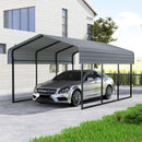 Real Relax 10X15 FT Metal Carport, Heavy Duty Carport Canopy with Galvanized Steel Roof, Outdoor Garage Car Shelter Shade for Car, Truck and Boats, Gray
