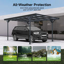 Real Relax 10×16ft Heavy Duty Carport, Pitched-Roof Polycarbonate Panel Canopy, Garage for Trucks, SUVs and Boats, All-Weather Outdoor Storage Car Port, Gray