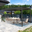 SHPAI 10’ x 16’ Louvered Pergola, Outdoor Pergola Aluminum Frame with Adjustable Rainproof Metal Roof, Permanent Sun Shade with Drainage System for Backyard, Garden and Lawn (Grey)