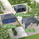 12' x 16' Hardtop Gazebo,Outdoor Galvanized Steel Metal Double Roof Gazebo with Curtains and Netting for Patios, Gardens, Lawns,Navy Blue