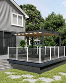 Garvee 10x13 Ft Aluminum Pergola with Retractable Canopy Metal Gazebo for Modern Backyard Deck Porch Grape Trellis(Khaki)