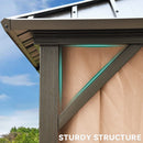YITAHOME 10x12ft Gazebo Hardtop with Nettings and Curtains, Heavy Duty Double Roof Galvanized Steel Outdoor Combined of Horizontal Vertical Stripes Roof for Patio, Backyard, Deck, Lawn, Bronze