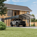 12' x 24' Heavy Duty Metal Carport with Galvanized Steel Roof, Metal Roof Carport with Enhanced Base, Tall Metal Carport Kits Garage for Tractors, Pickup, Boat, Car