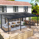 Yardenaler 12x20 FT Wall Mounted Gazebo with Triangle Structure, Hardtop Lean to Gazebo with Metal Slope Roof, Outdoor Pergola with Drainage Holes for Patio, Backyard, Deck