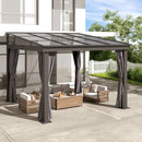 10'x10' Lean to Gazebo, Wall Mounted Gazebo with Aluminum Frame, Curtains and Netting for Patio,Decks, Garden and Lawn