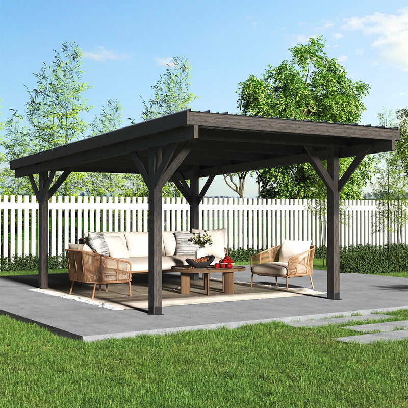 U-MAX 17' x 12' Wooden Gazebo, Freestanding Gazebos Pergola on Clearance, Outdoor Patio Wood Heavy Duty Wood Pergola for Backyard Garden