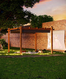 GarveeLife 10 x 13 Ft Wood-Grain Aluminum Pergola Outdoor Pergola with Retractable Canopy Sun Shade Shelter for Garden, Patio, Backyard, Deck - Gray