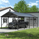ALAULM 12x22 FT Heavy Duty Carport with Galvanized Steel Roof and Enhanced Frame, Durable Metal All Weather Carport Garage for Cars,Trucks,Boats,and Tractors