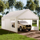 Shintenchi Carport 10' x 20' Heavy Duty Portable Garage, Car Port Canopy with Side-Opening Removable Door & Roll-Up Windows, Car Canopy for Truck,Car,Boat,Motorcycle,White