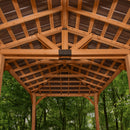 Backyard Discovery Norwood 24 ft. x 12 ft. Cedar Wood Gazebo,Thermal Insulated Steel Roof, Durable, Supports Snow Loads and Wind Speed, Rot Resistant, Backyard, Deck, Garden, Patio Light Brown