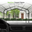 10×15FT Metal Carport, Heavy Duty Car Port, All-Weather Outdoor Storage Trucks, Boats, Cars, Galvanized Steel Roof, Vertical Stripe Design