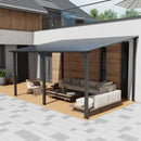 OC Orange-Casual 10x14 FT Patio All-Iron Gazebo,Hard Top Lean to Gazebo Pergola with Roof, Wall Mounted Heavy Duty Awnings, for Outdoor, Backyard, Deck