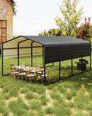 KOKEBREN Metal Carport, Outdoor Car Port Canopy with Reinforced Base and Galvanized Steel Roof, Heavy Duty Garage Car Shelter Shade for SUV, Truck, Boats, 13x20 FT