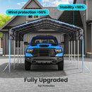 12x20ft Heavy Duty Metal Carport – Outdoor Galvanized Garage, Sturdy Structure, All-Weather Protection, Easy Assembly for Cars, Trucks, Boats, Tractors, and Outdoor Storage (Grey, 12x20FT)