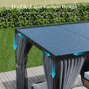 HOMPUS Louvered Pergola 10' x 20', Outdoor pergola with Aluminum Frame and Adjustable Rainproof Roof, Modern Louvre Shade for Garden & Patio, Curtains and Netting Included, Black