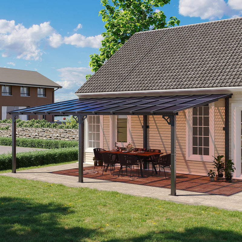 Aoxun 12' x 20' Gazebo for Patio, Gazebo Pergola with Sloped Roof, Large Wall-Mounted Heavy Duty Awnings, for Patio, Backyard, Deck