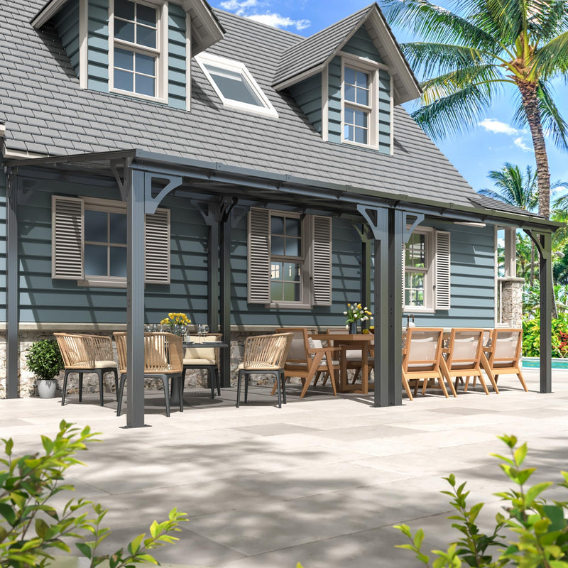 AirWire 10x16 FT Gazebo Pergola Awnings for Patio with Hardtop Gazebos on Clearance Patio Covers for Shade and Rain, Lean to Gazebo Sunroom Patio Canopy Outdoor Pergolas for Patios,Decks,Backyard