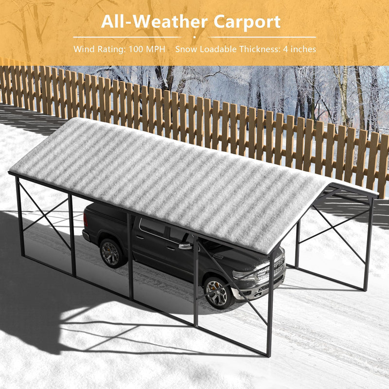 ALAULM 12x22 FT Heavy Duty Carport with Galvanized Steel Roof and Enhanced Frame, Durable Metal All Weather Carport Garage for Cars,Trucks,Boats,and Tractors