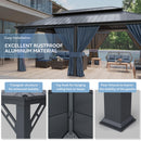 Kurapika 12' x 20' Hardtop Outdoor Metal Gazebo with Galvanized Steel Double Roof Canopy, Curtain and Netting, Aluminum Permanent Pavilion Gazebo, Navy Blue