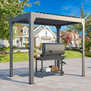 UPHYB 8x5 Louvered Pergola, Aluminum BBQ Pergola, Hardtop Gazebo for Outdoor Grill, Adjustable Rainproof Roof, Pergolas for Patio, Black