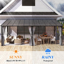 GARTOO 12’ x 20’ Gazebo for Patio - Aluminum Lean to Gazebos Pergola with Sloping Roof, Outdoor Wall-Mounted Canopy Awnings to House for Patio, Garden, Lawn, Backyard Deck