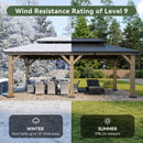 Aoxun 12' x 20' Outdoor Wood Gazebo, Hardtop Gazebo Permanent Wooden Pavilion with Galvanized Steel Double Roof, for Patio, Garden, Backyard, Cedar Wood