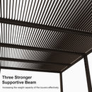 PURPLE LEAF Outdoor 12' × 20' Louvered Pergola with Long Side Beam Roller Blinds and Patio Adjustable Aluminum Canopy Retractable Metal Roof for Deck Outside Backyard Hardtop Gazebo Sun Shade