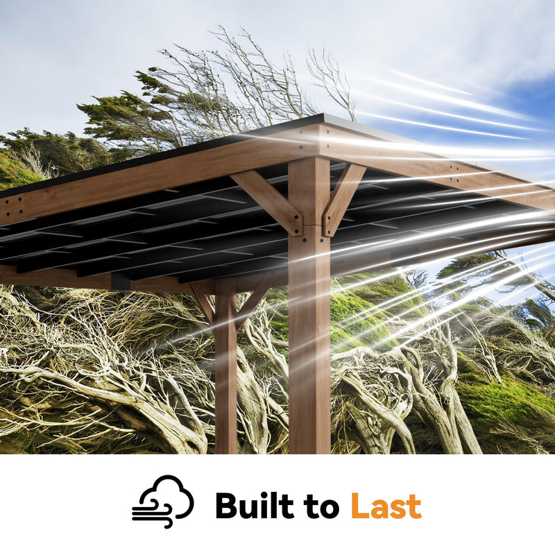 Modern Shade Supreme Cedar Wood Gazebo 12' x 16' with Hardtop Slope Roof, Wooden Grill Gazebo with Durable and Rot-Resistant, Supports Snow Loads and High Wind Speeds, Ideal for Backyard, Deck, Garden