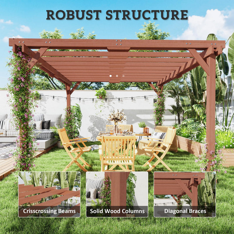Outsunny 11' x 12.5' Outdoor Pergola, Wood Pergola Gazebo Grape Trellis with Stable Structure for Climbing Plant Support, Patio, Deck, Backyard, Lawn
