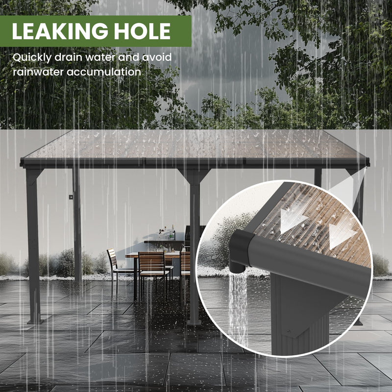 Patiopia 10 * 12FT Pergola,4 * 4 Inch Thickened Pillars & Enlarged Base,Outdoor Hardtop Lean to Gazebo,Wall Mounted Pergola,Pergolas Gazebos Clearance,Aluminum Frame Pergola,UV Resistant Patio Roof