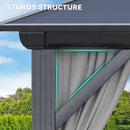 YITAHOME 12x16FT Gazebo Hard-Top Double Roof Canopy Outdoor with Netting and Shaded Curtains, Aluminum Frame Polycarbonate Hardtop Garden Tent for Patio, Backyard, Deck and Lawns, Grey