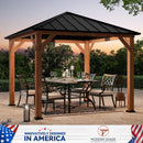 Modern Shade Tranquil Grove Wood Gazebo 10' x 10', Permanent Grill Gazebo with Galvanized Steel Hardtop Roof, Cedar Framed Wooden Pavilion for Garden, Backyard