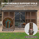 Domi 8x12FT Sun Room, Wall Mounted Gazebo Solarium with Galvanized Steel Sloping Roof, Moveable PC Screen, Front Door & 2 Side Entrance, Outdoor Aluminum Lean-to Sunroom for Patio Deck